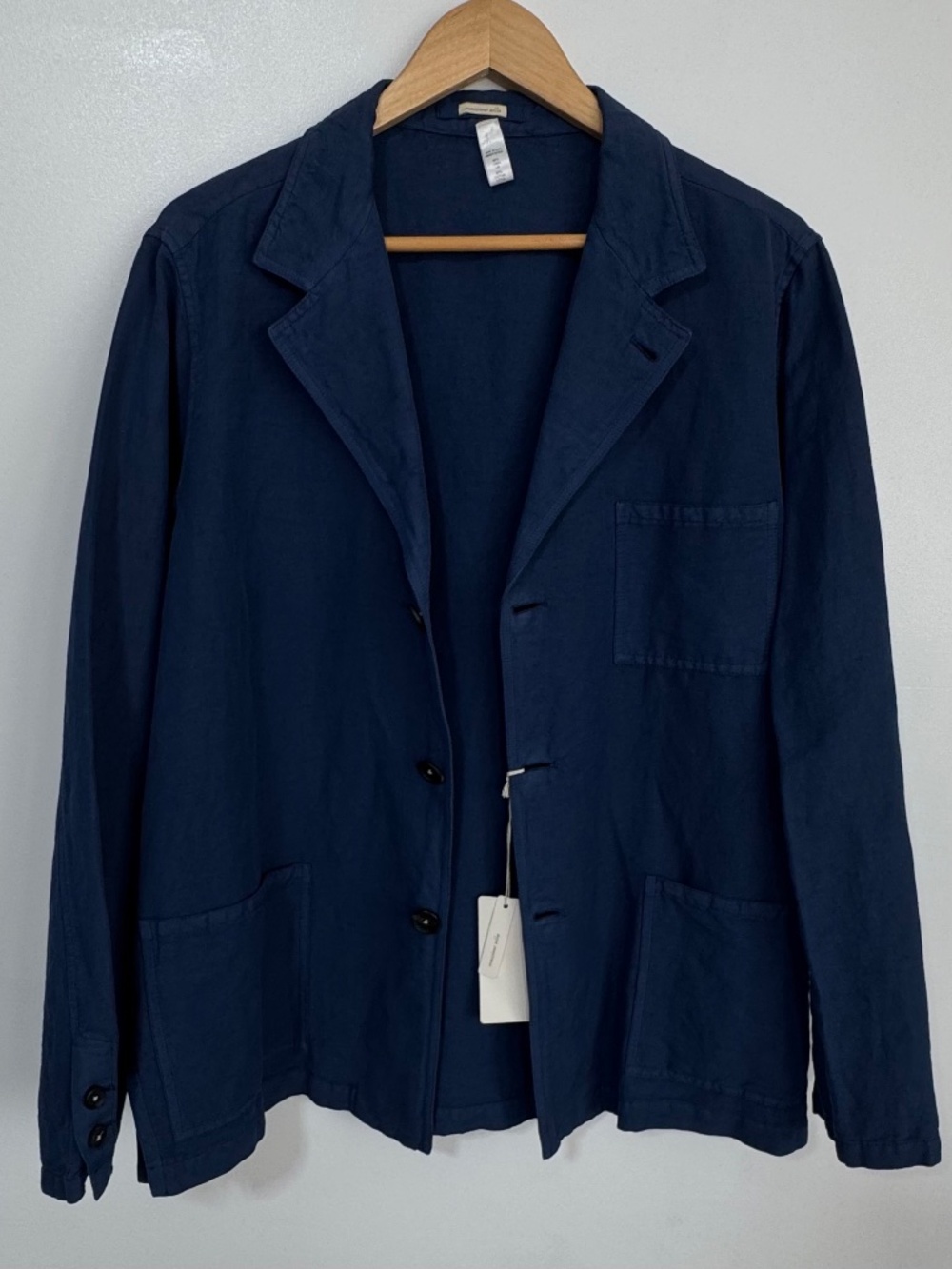 Massimo Alba Men’s Baglietto Linen-Cotton Unstructured Blazer in Navy, size L